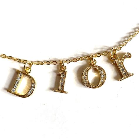 dior nameplate necklace|dior spellout necklace.